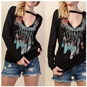 Vocal Western Dream Catcher Graphic Boho Shirt Top